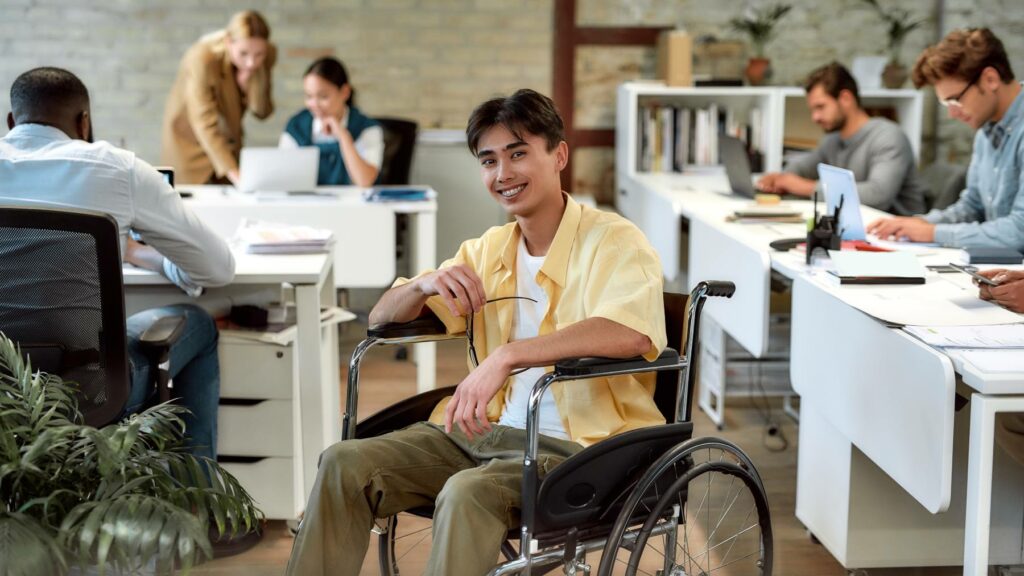 office worker in a wheelchair